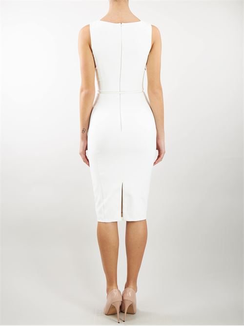 Midi dress in technical fabric with belt and cut out Elisabetta Franchi ELISABETTA FRANCHI | abito en | AB60742E2360